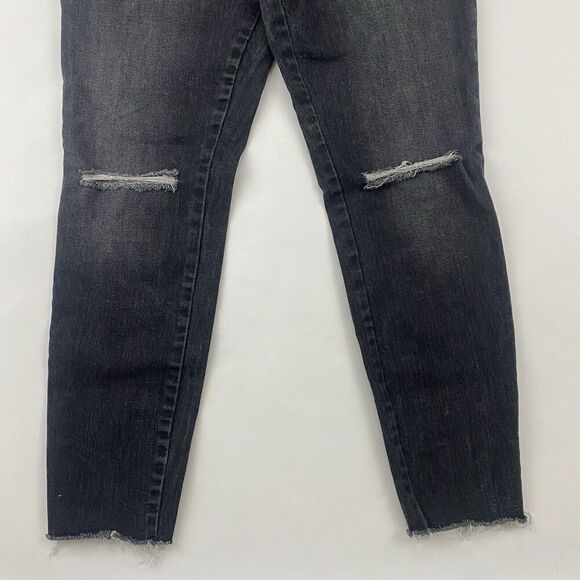 Ingrid & Isabel Maternity Distressed Gray Black Denim Pull On Skinny Jeggings 8 - Picture 3 of 9
